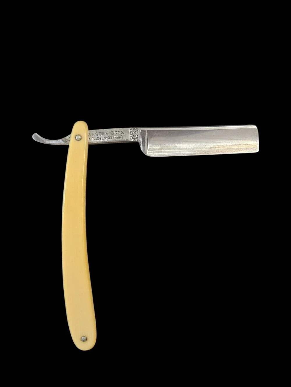 Straight Razor by Wester Bros Anchor Brand Vintage Solingen Germany Yellow